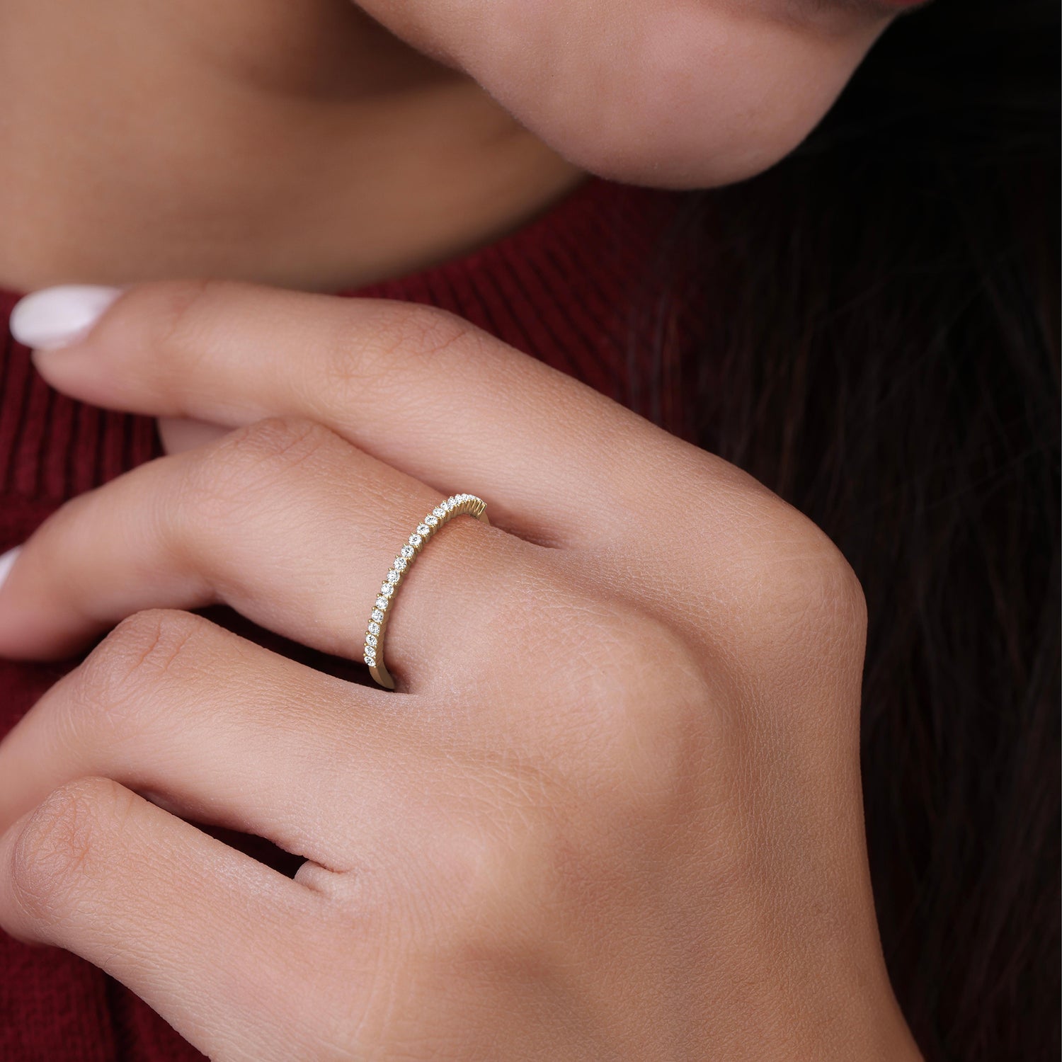 0.18CTW Half Eternity Stackable Ring -