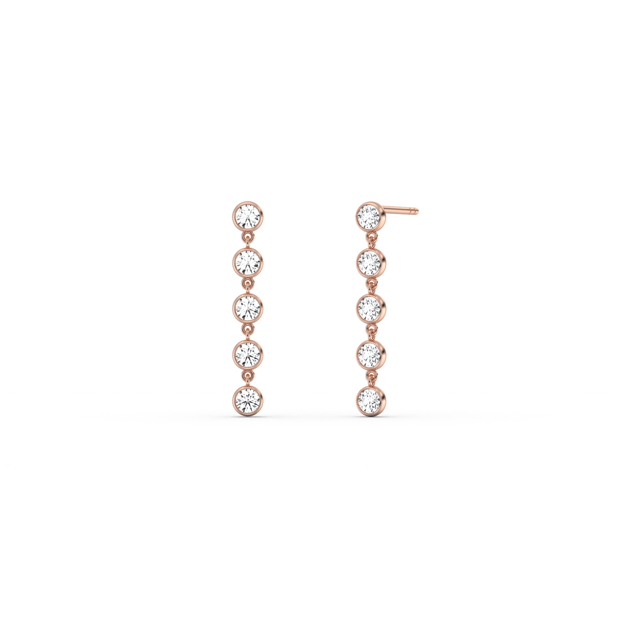 14K Solid Gold Bezel Dangle Earring With Lab Created Diamond -