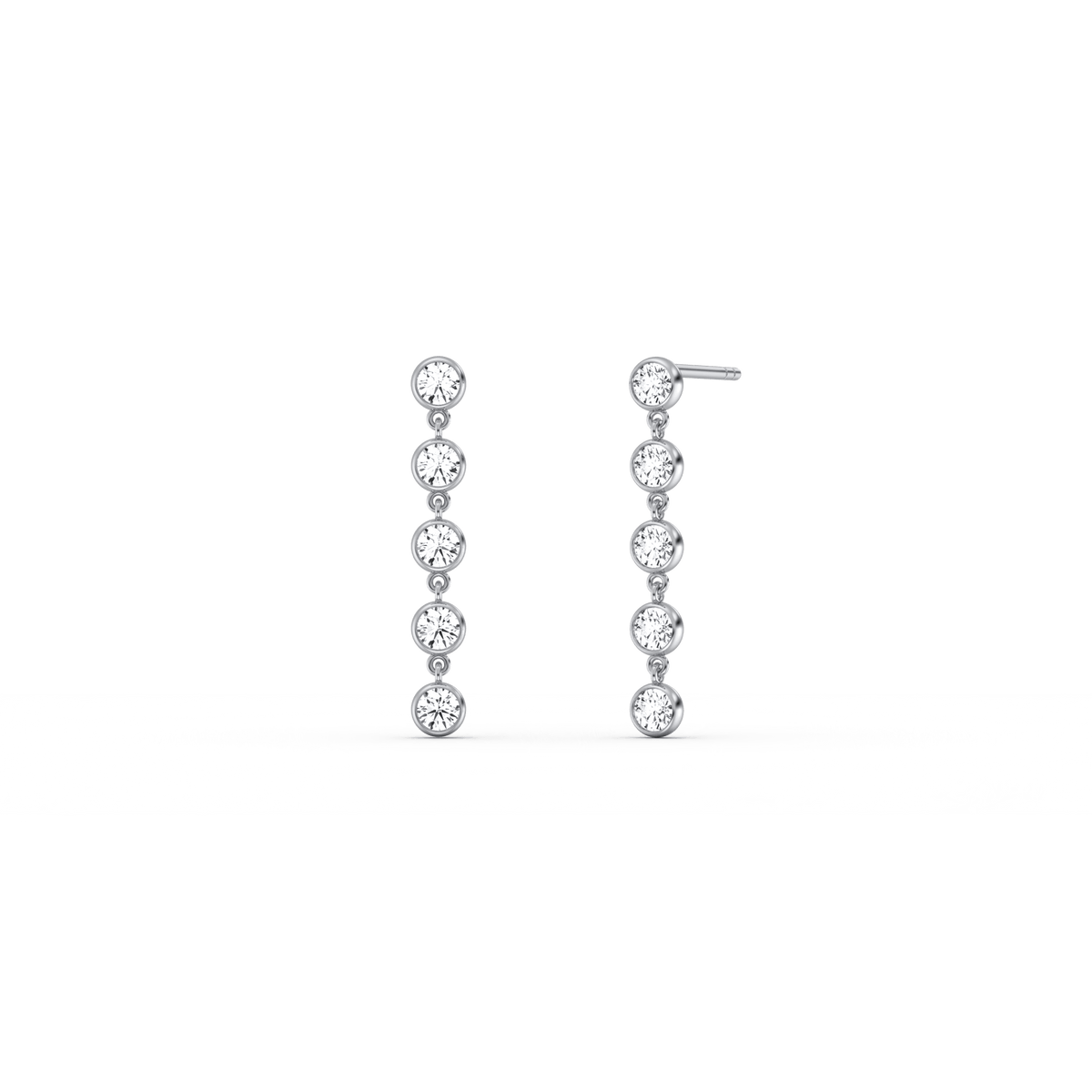 14K Solid Gold Bezel Dangle Earring With Lab Created Diamond -