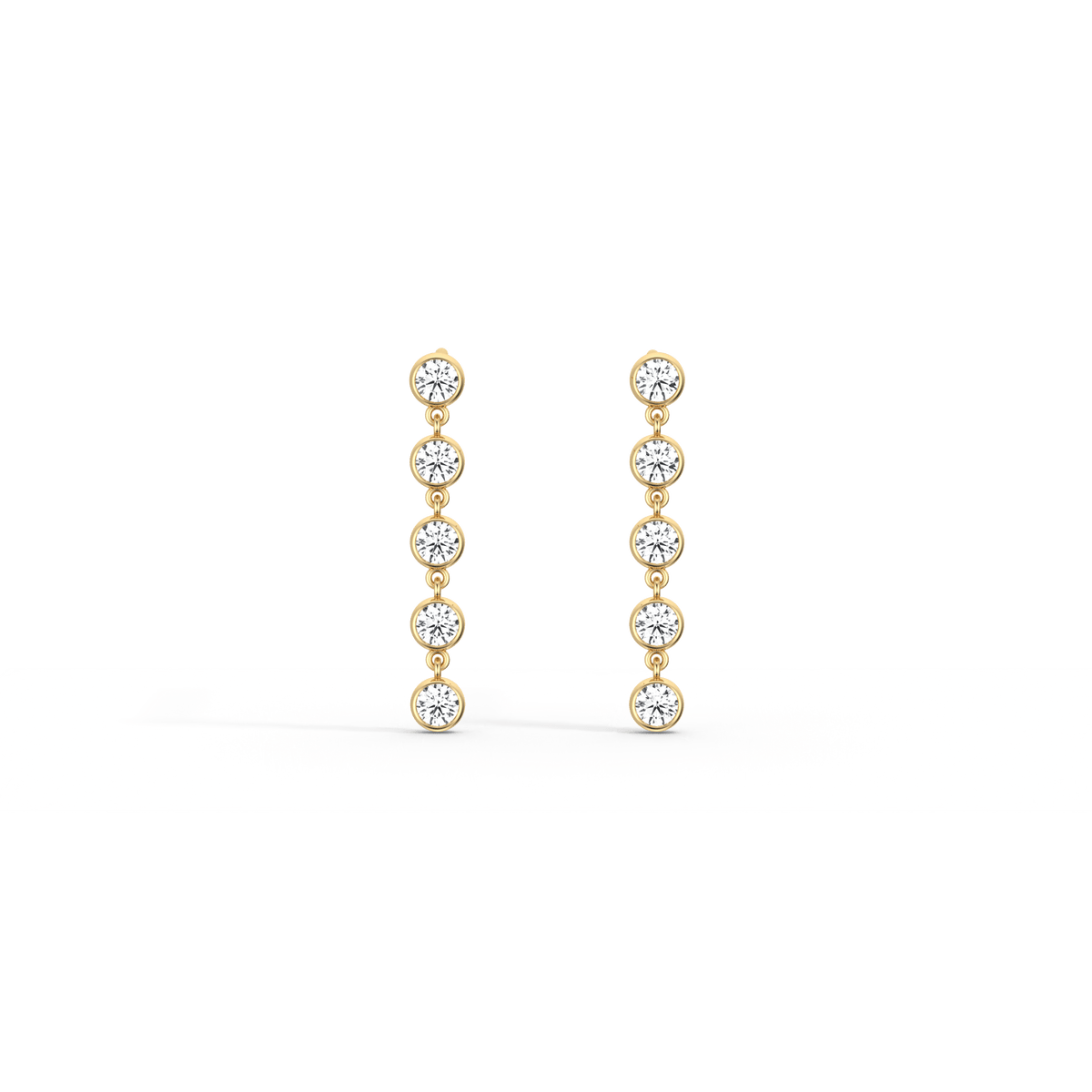 14K Solid Gold Bezel Dangle Earring With Lab Created Diamond -