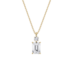 1CT Emerald Cut Lab Diamond Pendant Necklace In 14K Solid Gold/Platinum - Necklaces