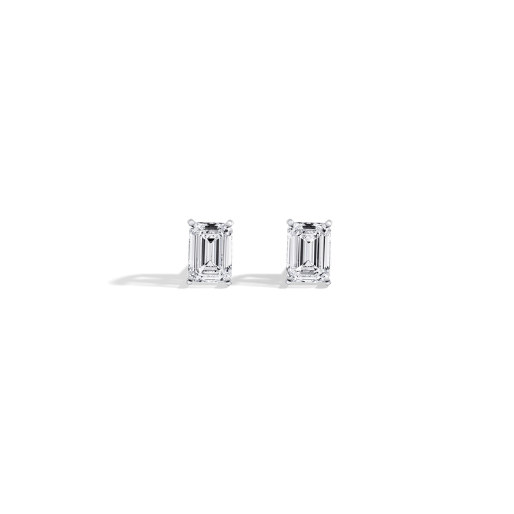 2CTW Claw Prong Emerald Lab Grown Diamond IGI Stud Earring - Earrings