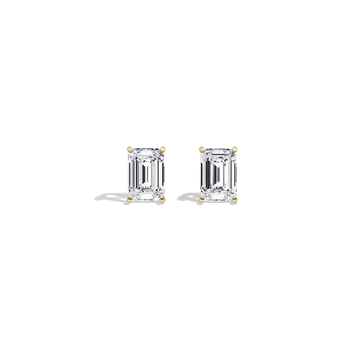 4CTW Claw Prong Emerald Lab Grown Diamond IGI Stud Earring - Earrings