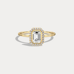 14K Solid Gold Halo Promise Ring With 0.61CTW Lab Diamond - Rings