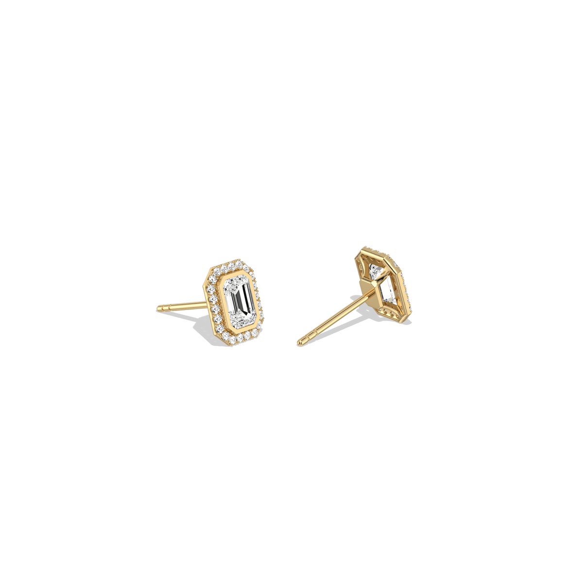 Lab Diamond 1.22CTW Stud Earring in 14K Solild Gold/Platinum - Earrings