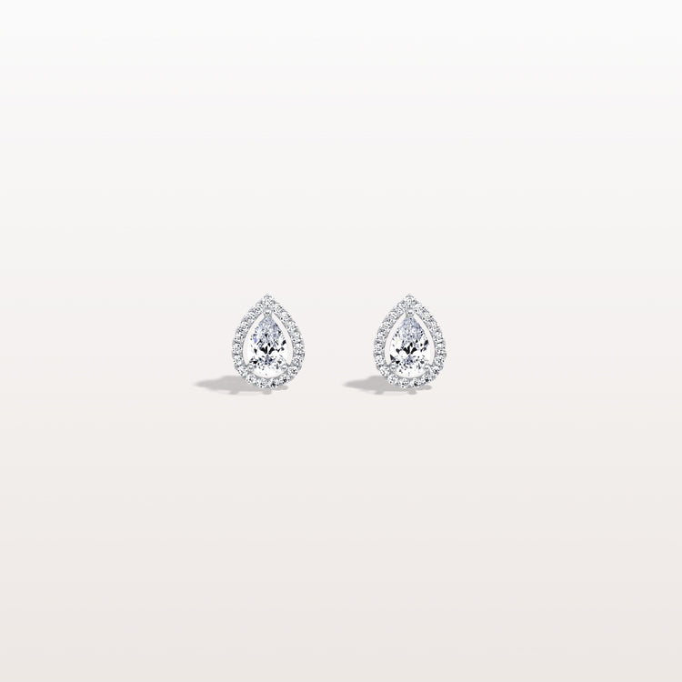 Halo Pear - Shaped Lab Diamond Stud Earrings - Earrings