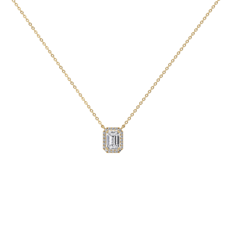 0.5CT Emerald Cut Lab Grown Diamond Pendant Necklace -