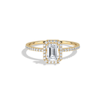 0.5CT Lab Grown Diamond Emerald Cut Halo Engagement Ring - Rings