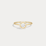 14K Solid Gold Halo Solitaire Ring With 0.44CTW Lab Diamond - Rings