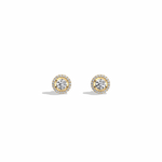 0.8CTW Round Lab Diamond Halo Stud Earrings In 14K Solid Gold/Platinum -