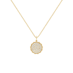 0.46CTW Lab Diamond Pave Disc Pendant Necklace In 14K Solid Gold/Platinum -