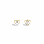 Lab Diamond Heart Stud Earrings In 14K Solid Gold/Platinum - Earrings