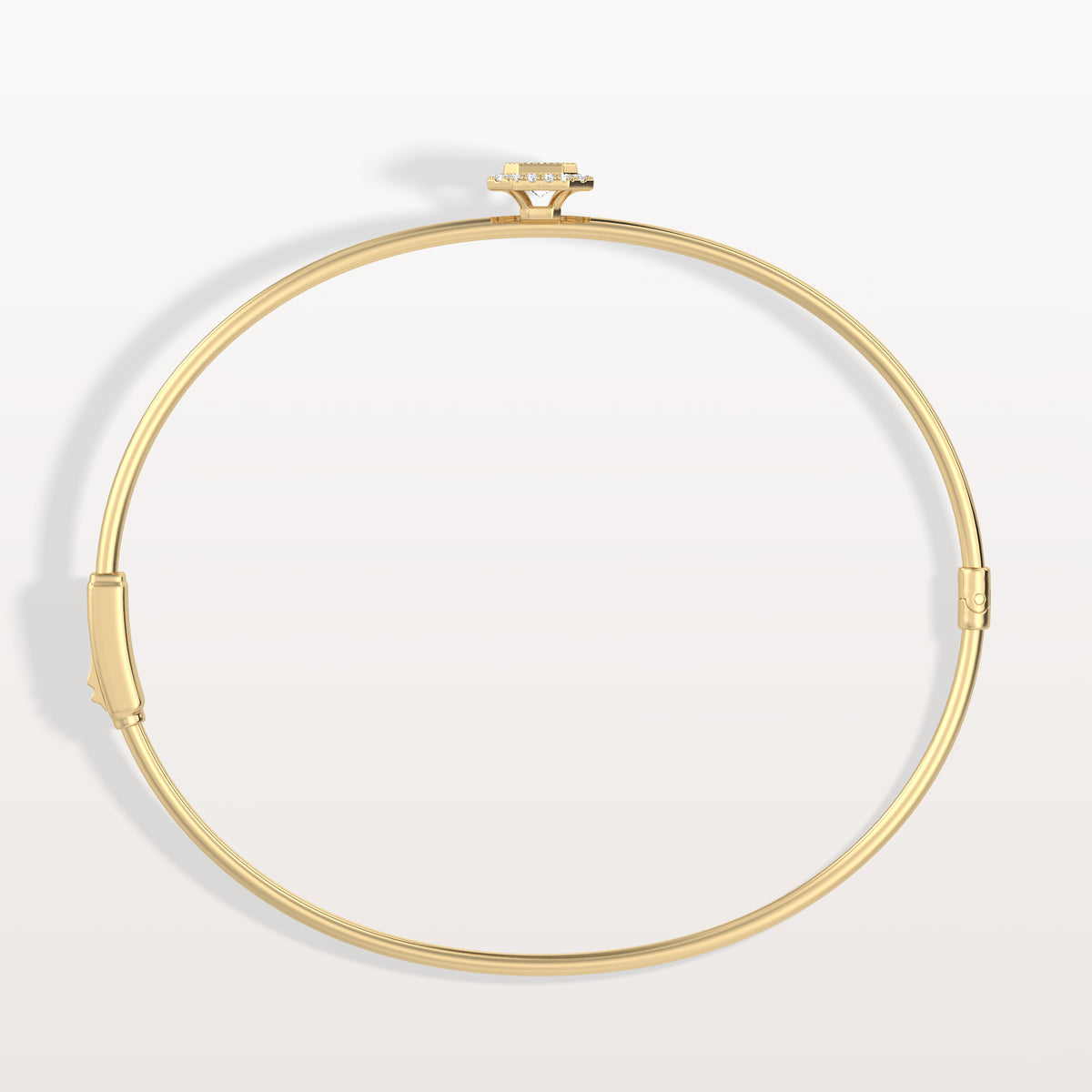 0.5CT Emerald Cut Lab Diamond Halo Bangle In 14K Solid Gold/Platinum - Bracelets