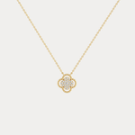 Lab Diamond Clover Pendant Necklace In 14K Solid Gold/Platinum - Necklaces