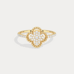 14K Gold / Platinum Pave Lab - Grown Diamond Clover Ring - Rings