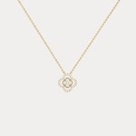 14K Gold Four Leaft Clover Pendant Necklace With Lab Dimaond - Necklaces
