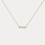 14K Gold Bezel Set 3 Stone Lab Dimaond Necklace - Necklaces