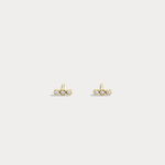 14K Gold/Platinum Bezel Set with Three Lab - Grown Diamonds Stud Earrings - Earrings
