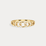 14K Gold Interlocking Chain Ring with Lab - Grown Diamond Accents - Rings