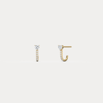 Heart Lab Diamond Half Hoop Earrings in 14K Solid Gold/Platinum - Earrings