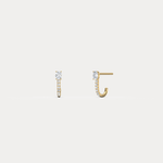 Oval Lab Diamond Half Hoop Earrings in 14K Solid Gold/Platinum - Earrings