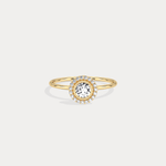 Round Lab Grown Diamond Halo Promise Ring In 14K Solid Gold/Platinum - Rings
