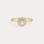 Round Lab Grown Diamond Halo Promise Ring In 14K Solid Gold/Platinum - Rings
