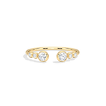 14K Solid Gold Bezel Cuff Ring With Lab Diamond -