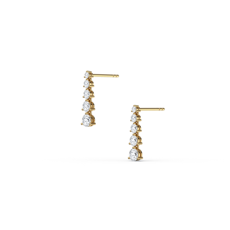 14K Solid Gold Round Dangle Earring With Lab - Grown Diamond -