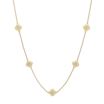 Lab Grown Diamond Clover Station Necklace In 14K Solid Gold/Platinum - Necklaces