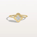 Lab Grown Diamonds Clover Ring in 14K Solid Gold/Platinum - Rings