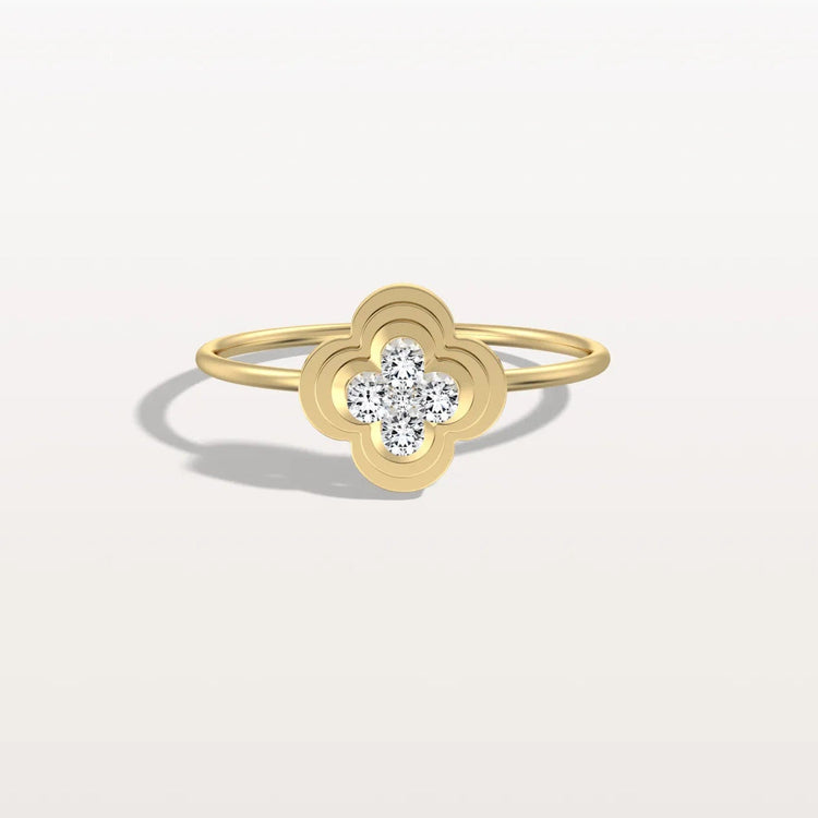 Lab Grown Diamonds Clover Ring in 14K Solid Gold/Platinum - Rings