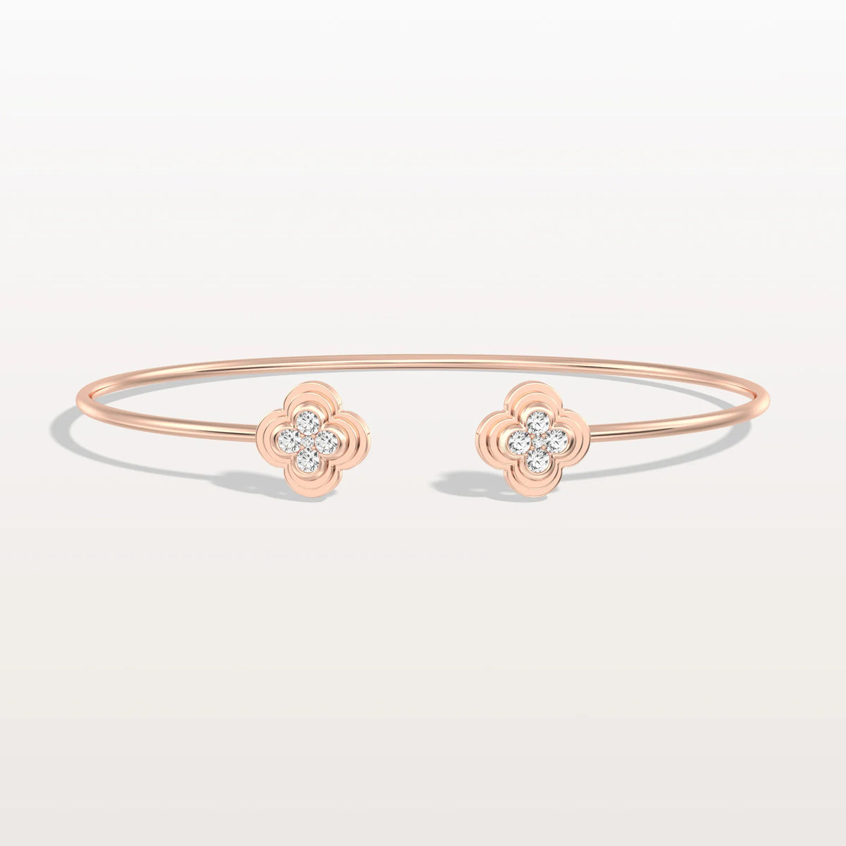 Lab Grown Diamond Bangle Bracelet With Clover Design - Bracelets