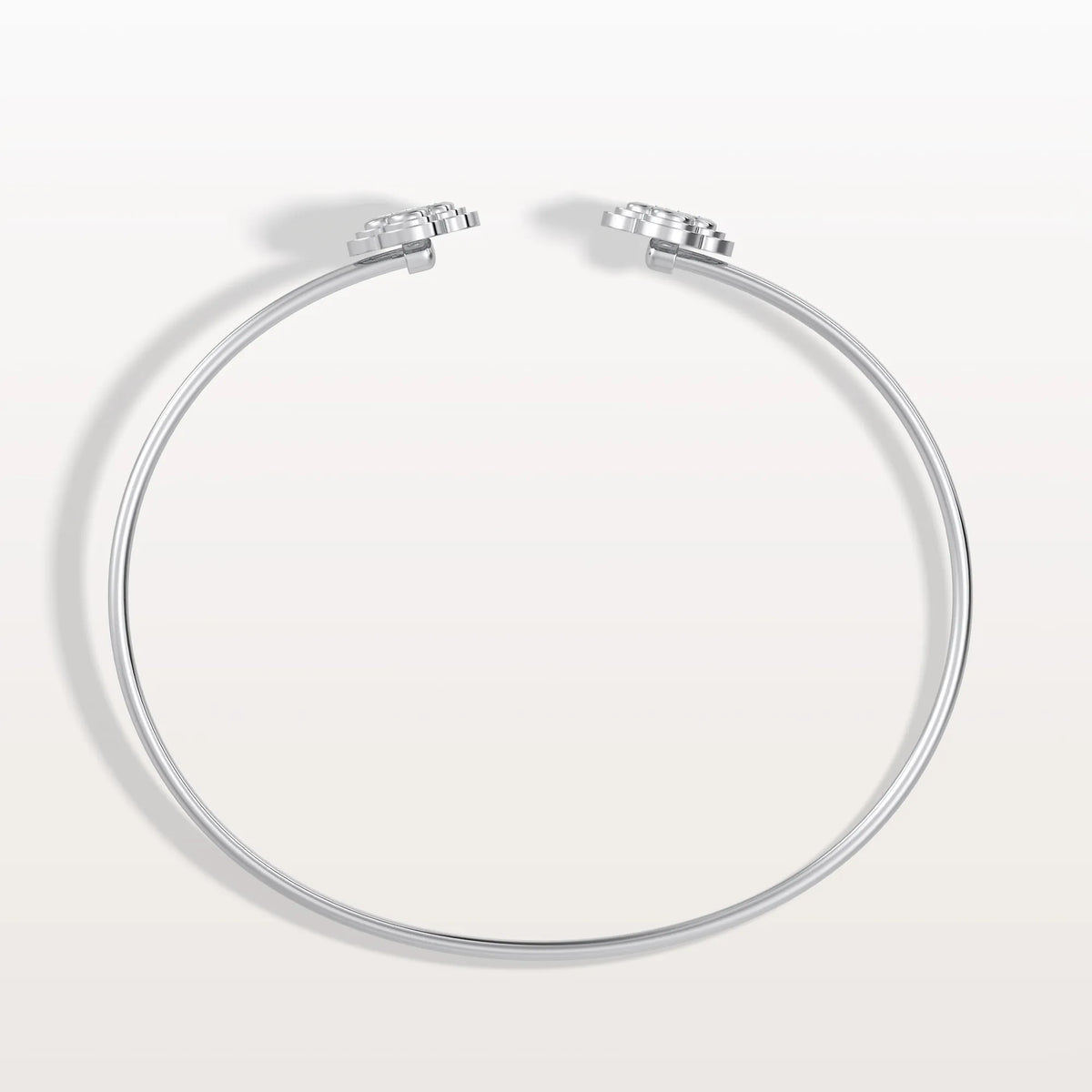 Lab Grown Diamond Bangle Bracelet With Clover Design - Bracelets