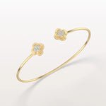 Lab Grown Diamond Bangle Bracelet With Clover Design - Bracelets