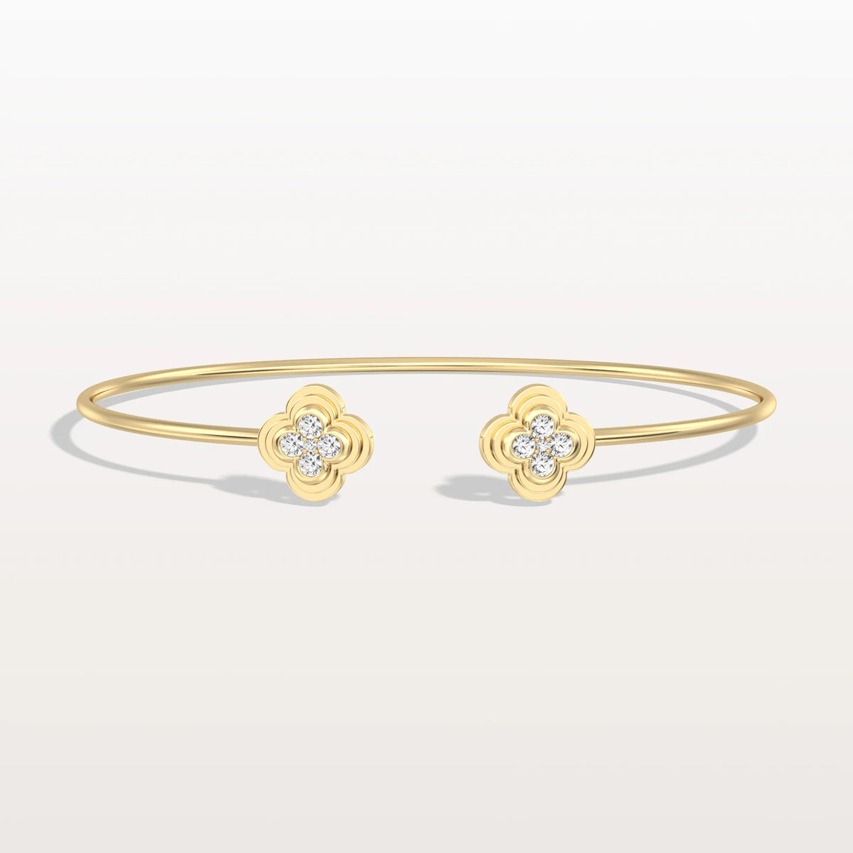 Lab Grown Diamond Bangle Bracelet With Clover Design - Bracelets
