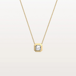 Lab Grown Asscher Cut Necklace In 14K Solid Gold/Platinum - Necklaces