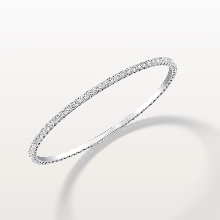 3.35CTW VVS Lab Grown Diamond Full Eternity 7 Inches Flexible Bangle - Bracelets