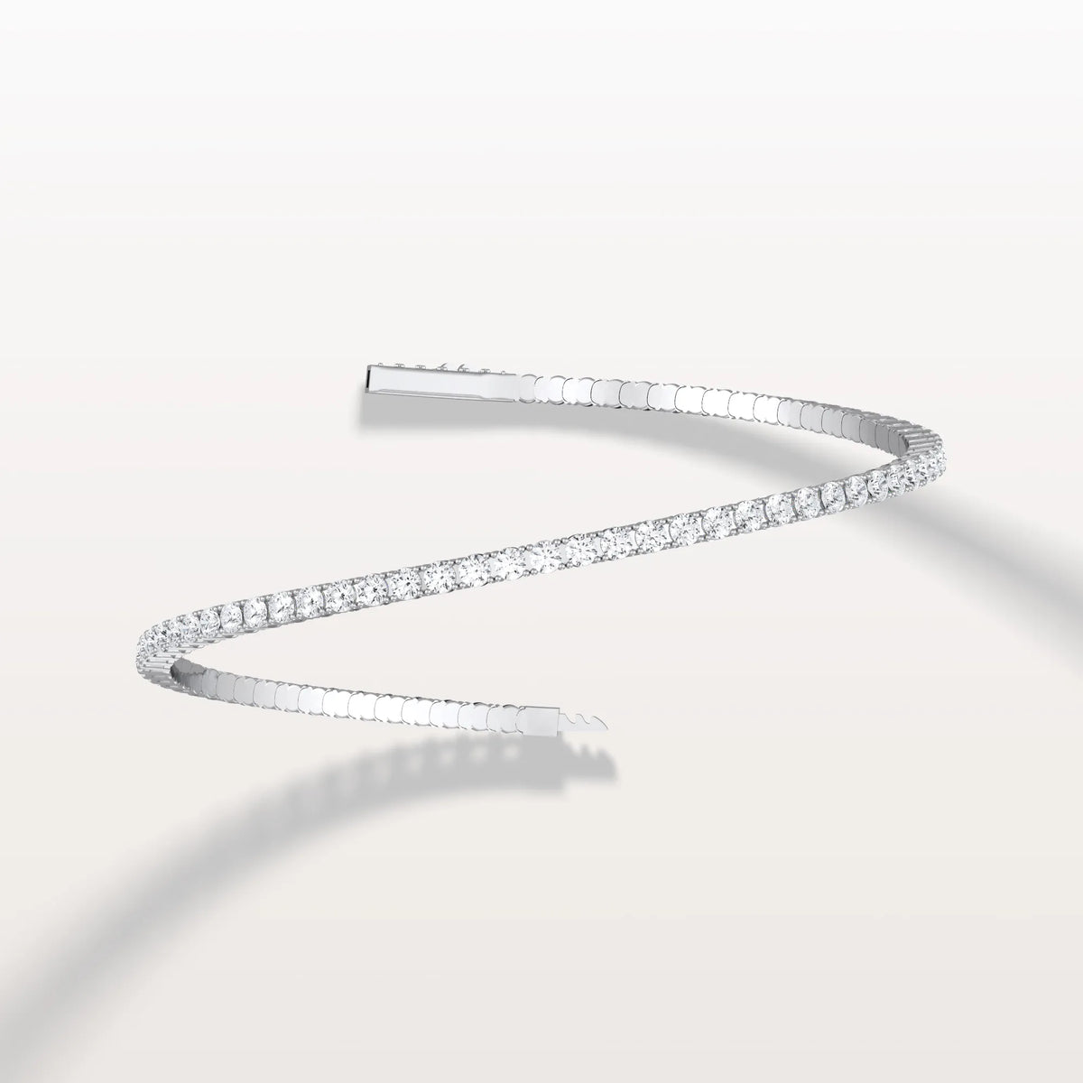 5.08CTW VVS Lab Grown Diamond Full Eternity 7.3 Inches Flexible Bangle - Bracelets