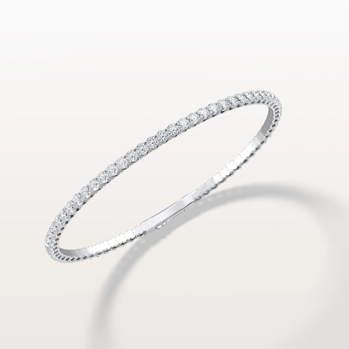 5.08CTW VVS Lab Grown Diamond Full Eternity 7.3 Inches Flexible Bangle - Bracelets
