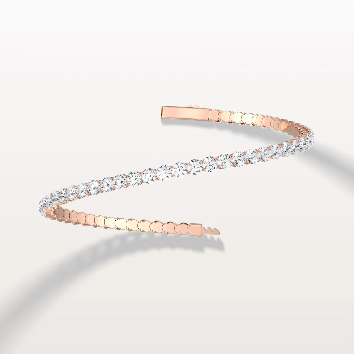 6.18CTW VVS Lab Grown Diamond Full Eternity 7.5 Inches Flexible Bangle - Bracelets