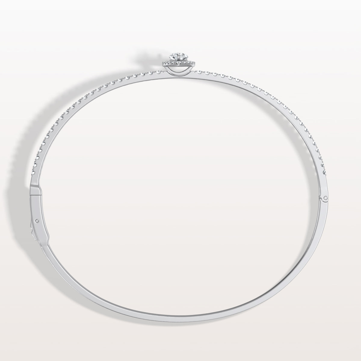 1CTW Pear Lab Grwon Diamond Pave Halo Bangel Bracelet - Bracelets