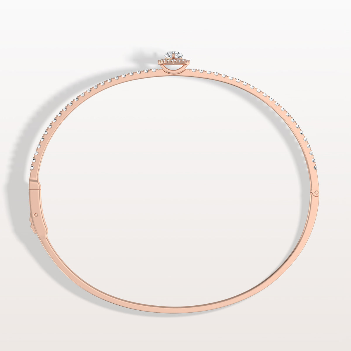 1CTW Pear Lab Grwon Diamond Pave Halo Bangel Bracelet - Bracelets