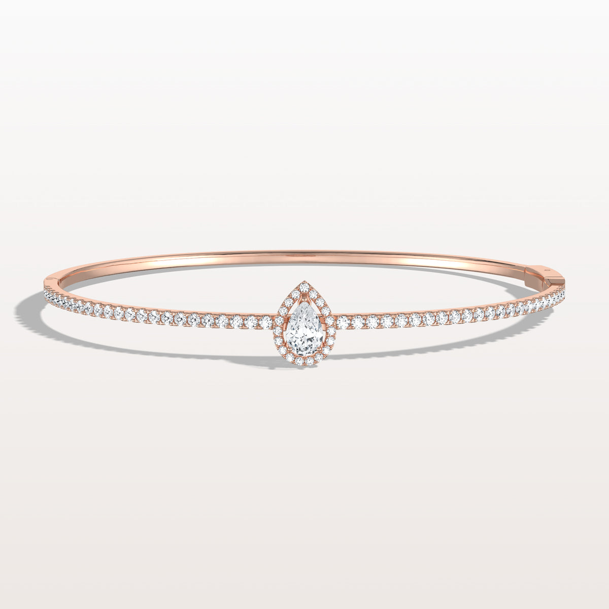 1CTW Pear Lab Grwon Diamond Pave Halo Bangel Bracelet - Bracelets