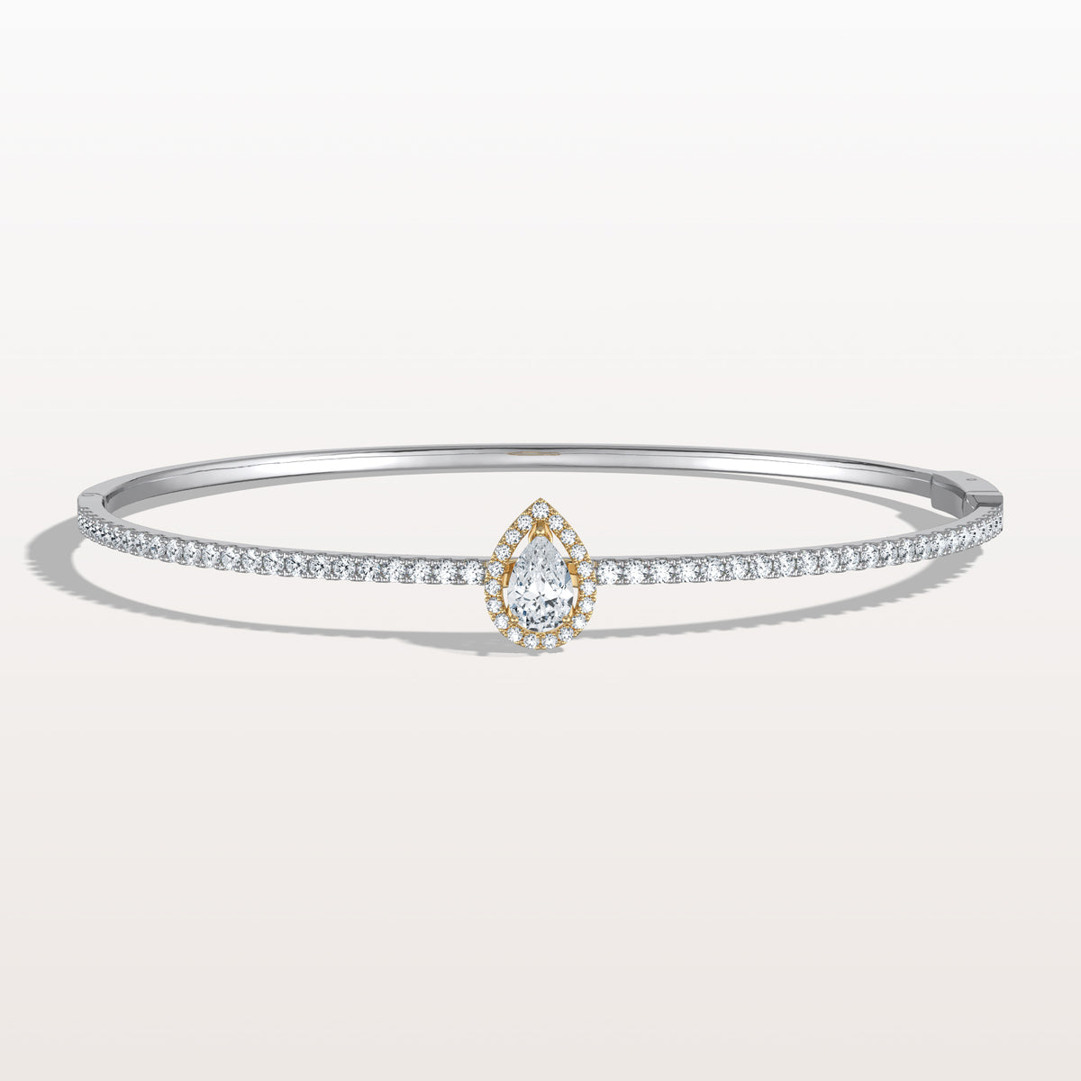 1CTW Pear Lab Grwon Diamond Pave Halo Bangel Bracelet - Bracelets