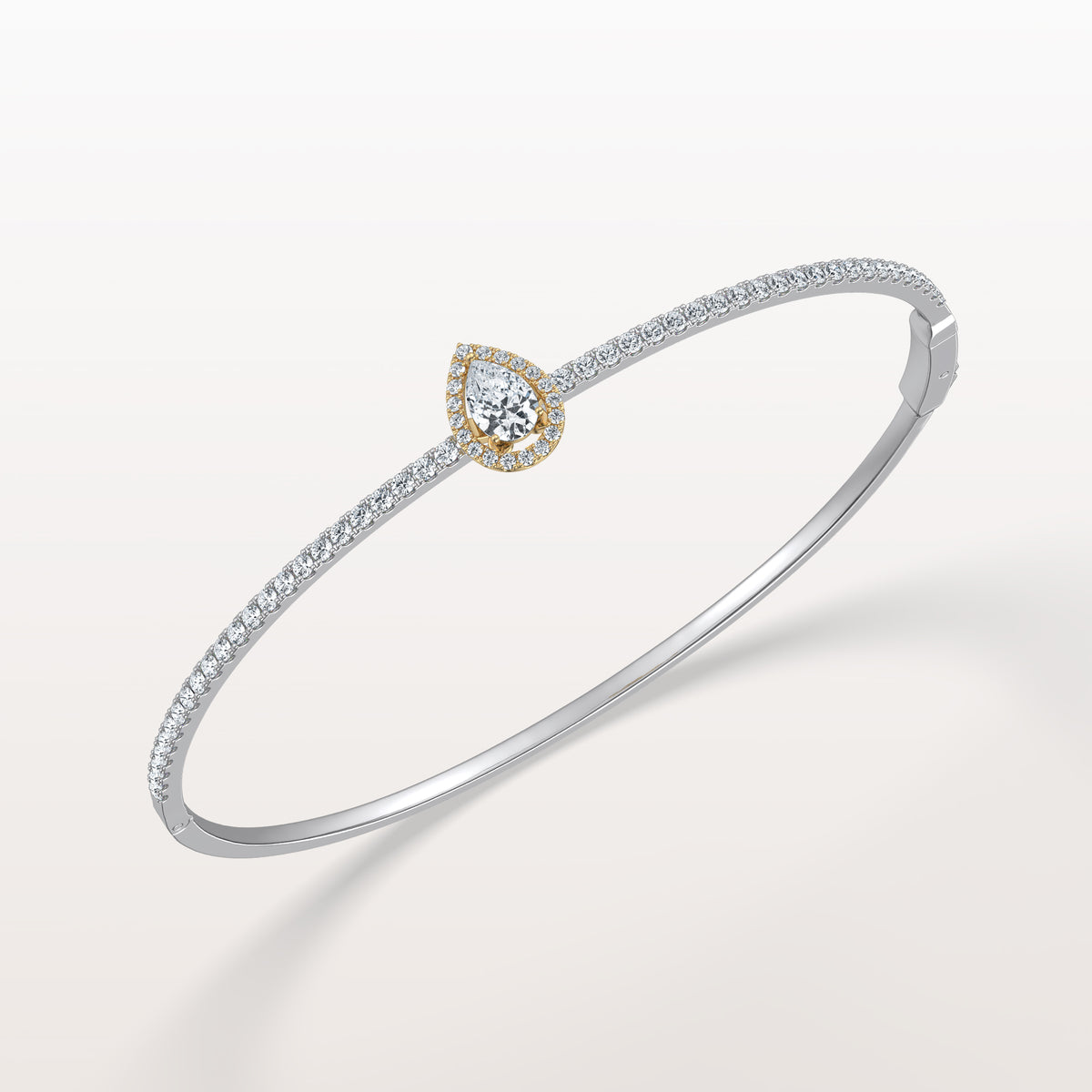 1CTW Pear Lab Grwon Diamond Pave Halo Bangel Bracelet - Bracelets