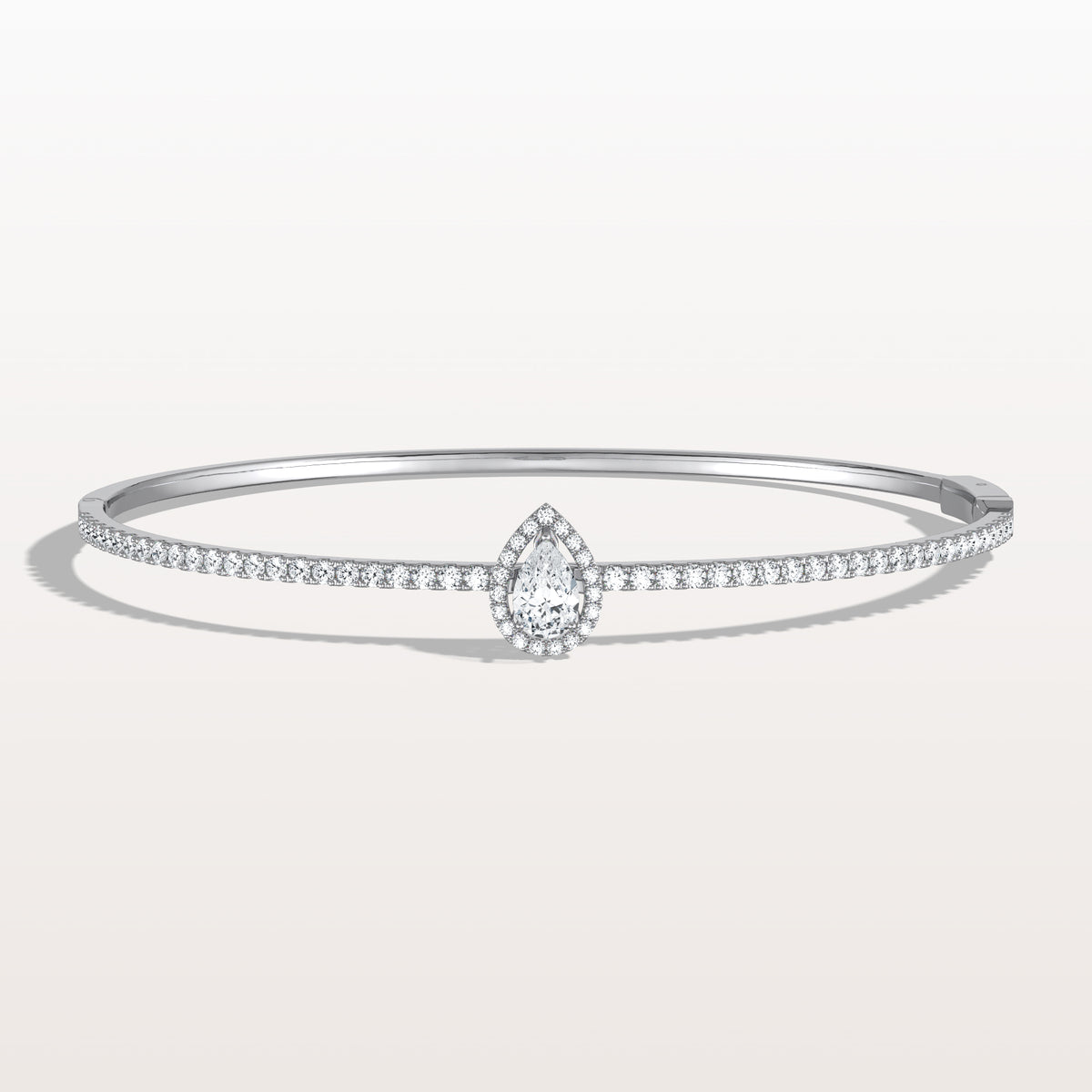 1CTW Pear Lab Grwon Diamond Pave Halo Bangel Bracelet - Bracelets
