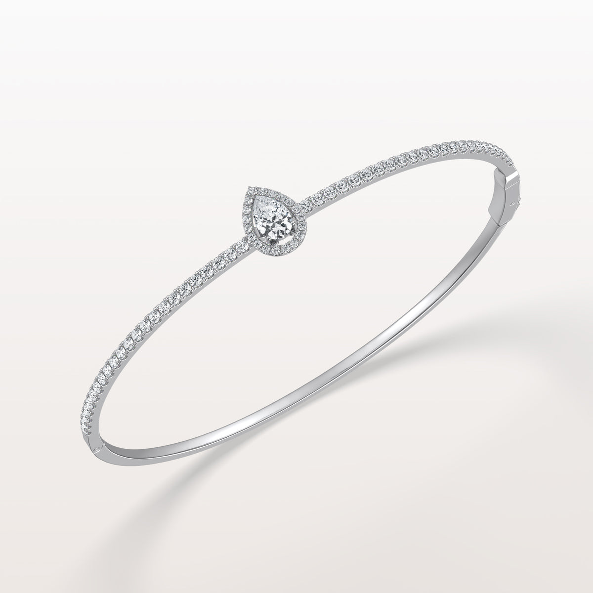 1CTW Pear Lab Grwon Diamond Pave Halo Bangel Bracelet - Bracelets