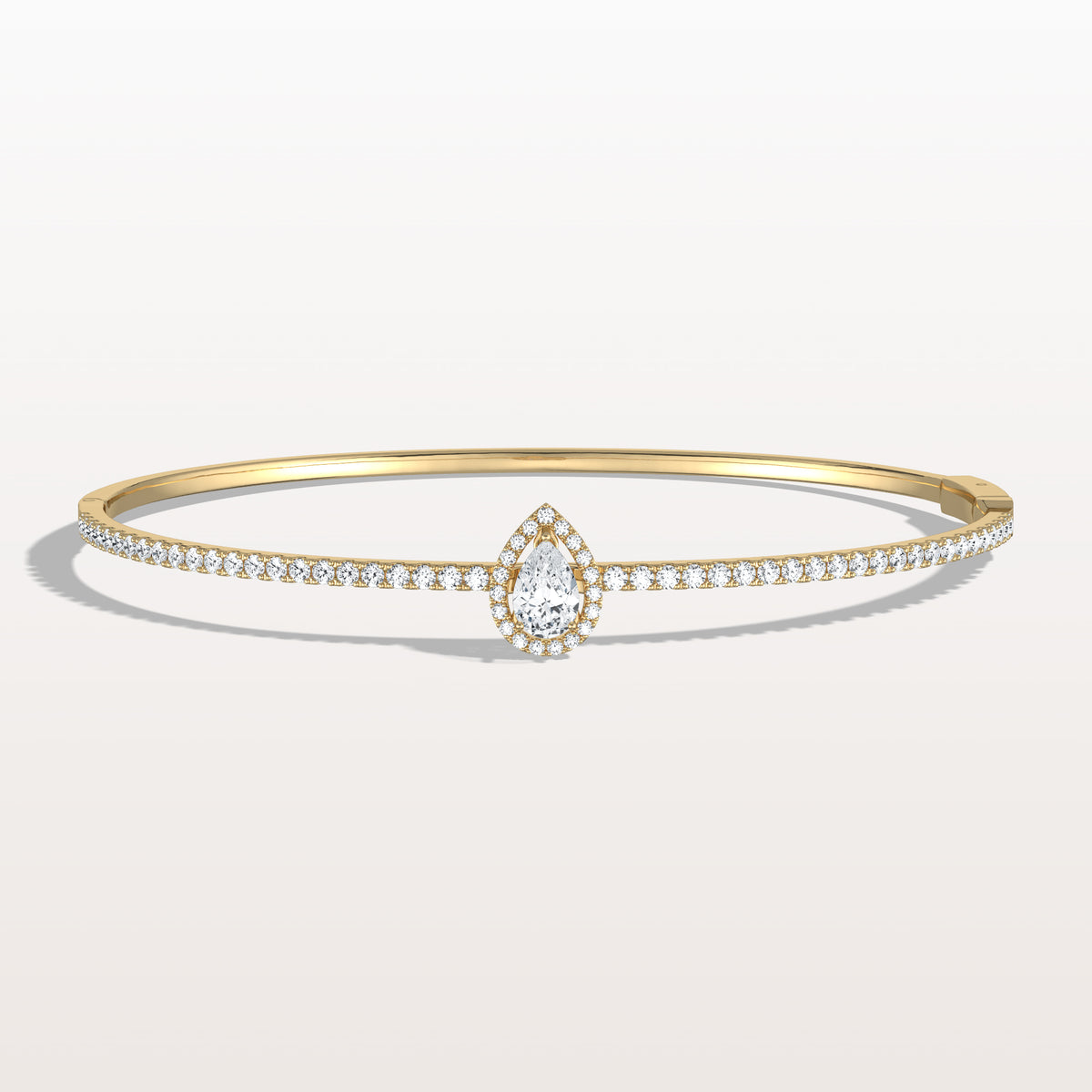 1CTW Pear Lab Grwon Diamond Pave Halo Bangel Bracelet - Bracelets
