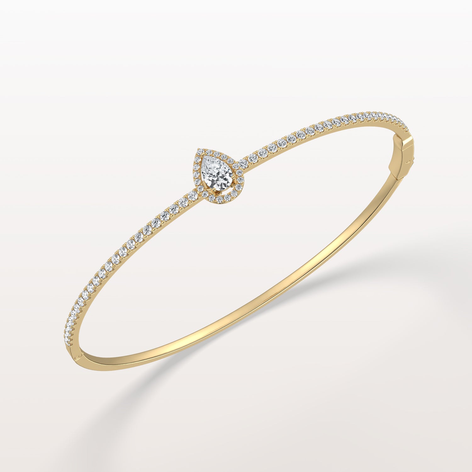 1CTW Pear Lab Grwon Diamond Pave Halo Bangel Bracelet - Bracelets